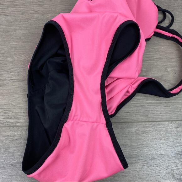 Pink Victoria’s Secret Black Tie Front One Piece Swimsuit Sz.S - Picture 11 of 13